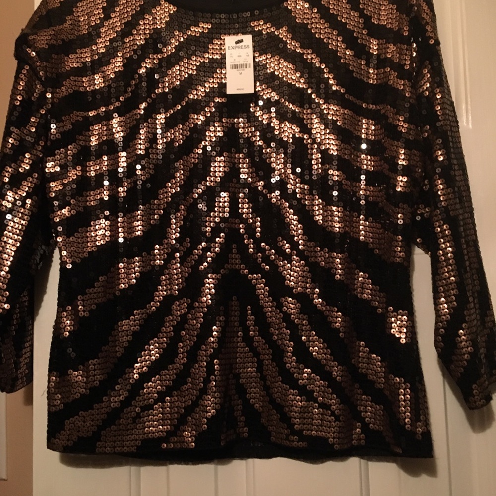 Express Scoop Neck Sequined Top